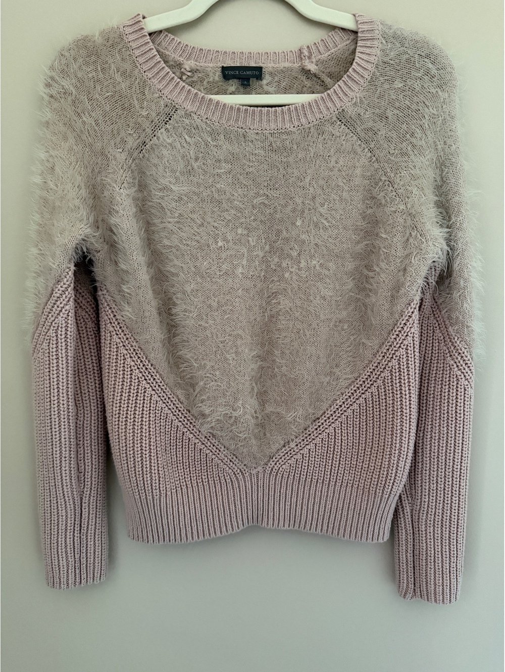 S Vince Camuto fuzzy & ribbed sweater